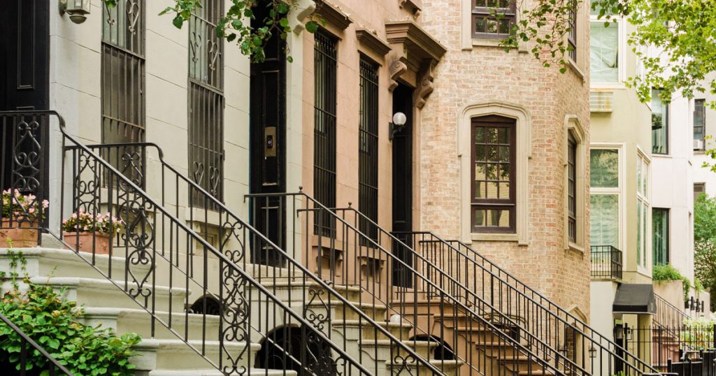 Residential townhomes exterior in NYC neighborhood for post-construction cleaning project