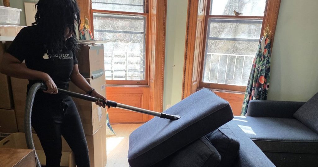 HEPA dust remediation cleaning of upholstered furniture to improve indoor air quality in residential home